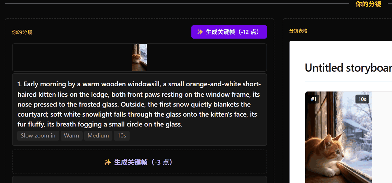 生成关键帧按钮
